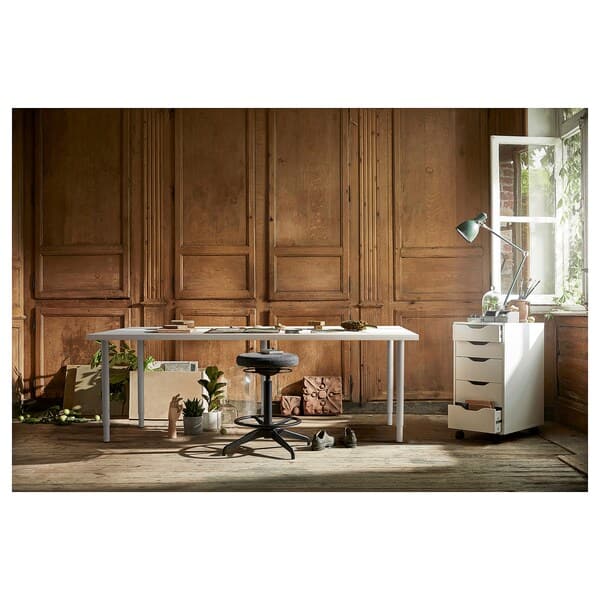 LAGKAPTEN / OLOV - Desk, white, 200x60 cm - best price from Maltashopper.com 59417582