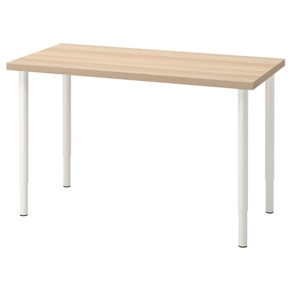 LAGKAPTEN / OLOV - Desk, white stained oak effect/white, 120x60 cm - best price from Maltashopper.com 79416893