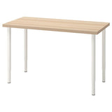 LAGKAPTEN / OLOV desk, white stained oak effect/white, 120x60 cm