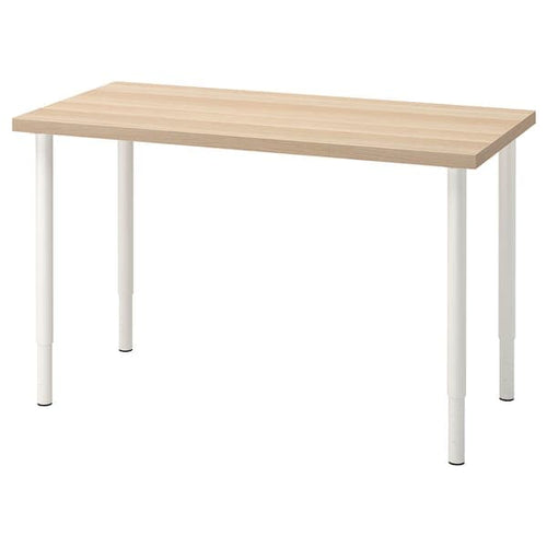 LAGKAPTEN / OLOV - Desk, white stained oak effect/white, 120x60 cm