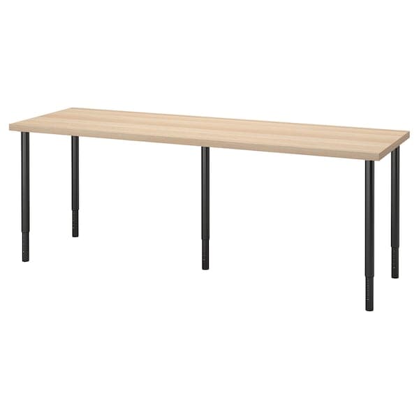 LAGKAPTEN / OLOV - Desk, white stained oak effect/black - Premium Furniture from Ikea - Just €154.69! Shop now at Maltashopper.com