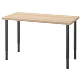 LAGKAPTEN / OLOV desk, white stained oak effect/black, 120x60 cm