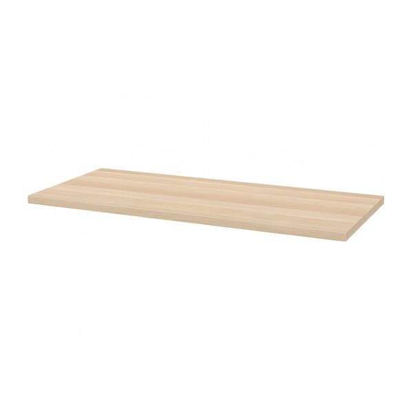 LAGKAPTEN / OLOV - Desk, white stained oak effect/black, 140x60 cm - best price from Maltashopper.com 89417260
