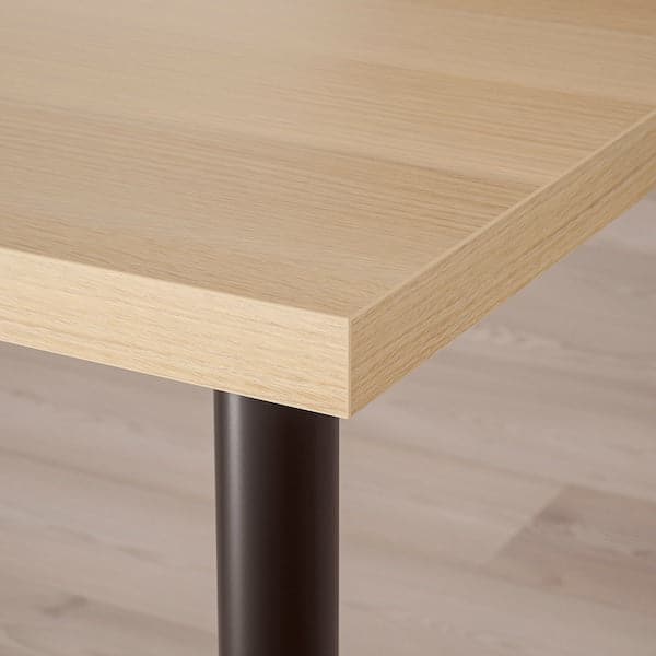 LAGKAPTEN / OLOV - Desk, white stained oak effect/black, 120x60 cm