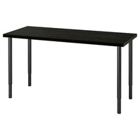 LAGKAPTEN / OLOV Desk - black-brown/black 140x60 cm , 140x60 cm - best price from Maltashopper.com 99417486