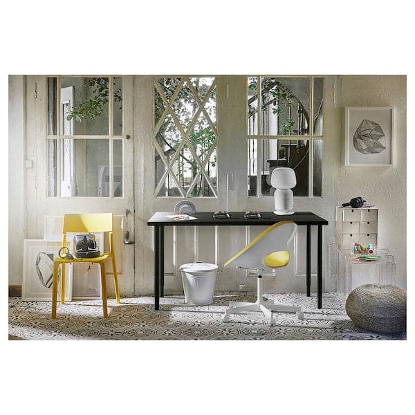 LAGKAPTEN / OLOV Desk - black-brown/black 140x60 cm , 140x60 cm - best price from Maltashopper.com 99417486