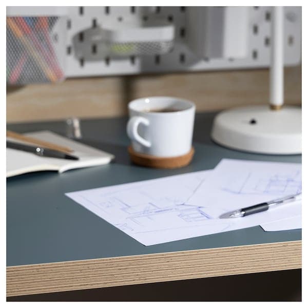LAGKAPTEN - Table top, grey/turquoise, 140x60 cm - best price from Maltashopper.com 80569408