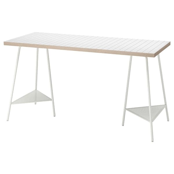 LAGKAPTEN / TILLSLAG - Desk, white anthracite/white, 140x60 cm - best price from Maltashopper.com 89508439