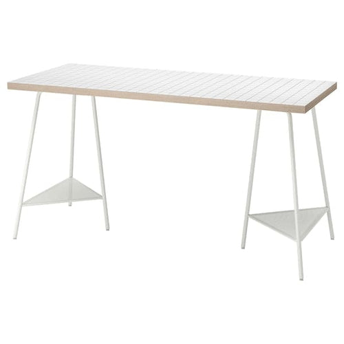 LAGKAPTEN / TILLSLAG - Desk, white anthracite/white, 140x60 cm