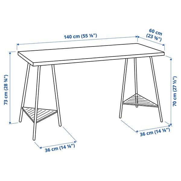 LAGKAPTEN / ALEX Bureau, blanc anthracite/blanc, 140x60 cm - IKEA