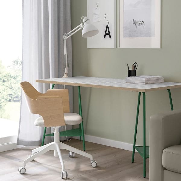Ikea LAGKAPTEN / TILLSLAG - Desk, white anthracite/green, 140x60 cm