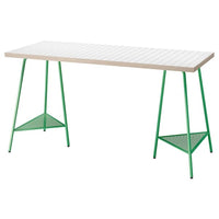 LAGKAPTEN / TILLSLAG - Desk, white anthracite/green, 140x60 cm - best price from Maltashopper.com 89508444