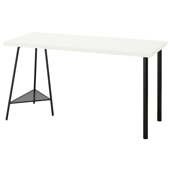 LAGKAPTEN / TILLSLAG - Desk, white/black, 140x60 cm - best price from Maltashopper.com 79417185