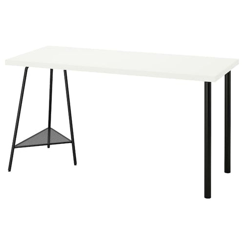 LAGKAPTEN / TILLSLAG - Desk, white/black, 140x60 cm