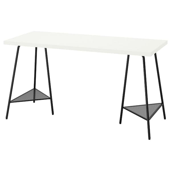 LAGKAPTEN / TILLSLAG - Desk, white/black, 140x60 cm - best price from Maltashopper.com 39417205