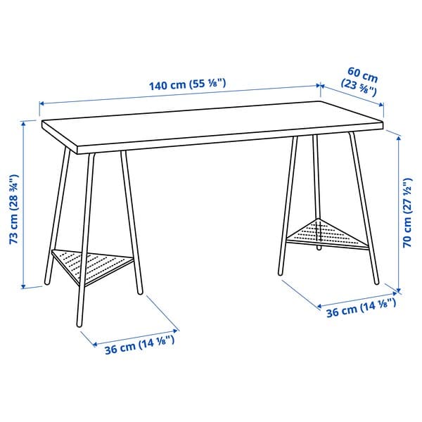 LAGKAPTEN / TILLSLAG - Desk, white/black, 140x60 cm - best price from Maltashopper.com 39417205
