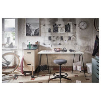 LAGKAPTEN / TILLSLAG - Desk, white/black, 140x60 cm - best price from Maltashopper.com 39417205