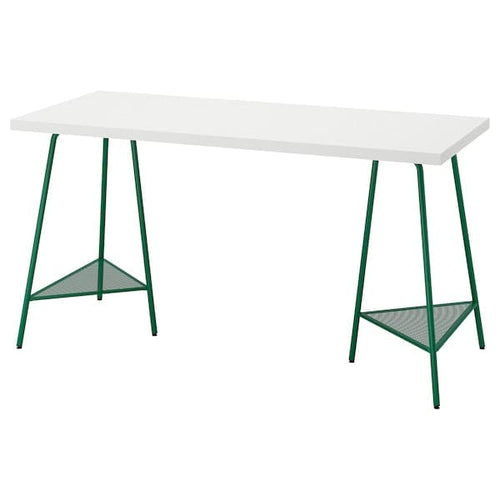 LAGKAPTEN / TILLSLAG - Desk, white/green, 140x60 cm
