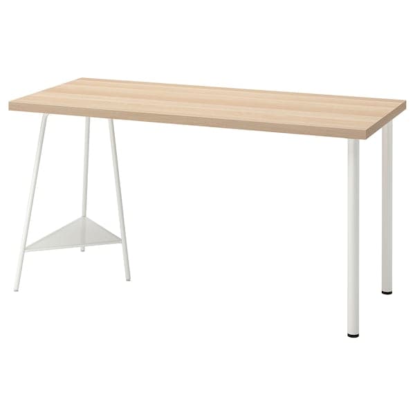 LAGKAPTEN / TILLSLAG - Desk, white stained oak effect/white, 140x60 cm - best price from Maltashopper.com 49417295