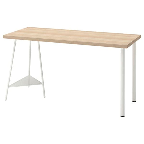 LAGKAPTEN / TILLSLAG - Desk, white stained oak effect/white, 140x60 cm