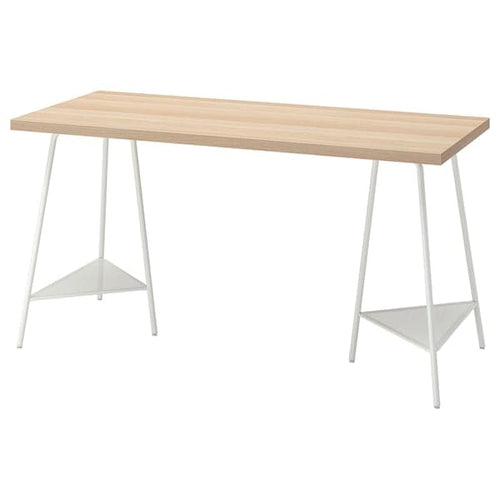 LAGKAPTEN / TILLSLAG - Desk, white stained oak effect white, 140x60 cm