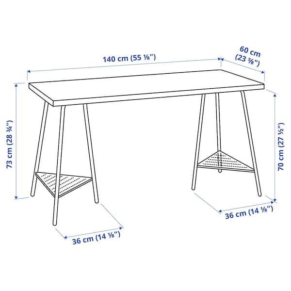 Ikea LAGKAPTEN / TILLSLAG - Desk, white stained oak effect white, 140x60 cm