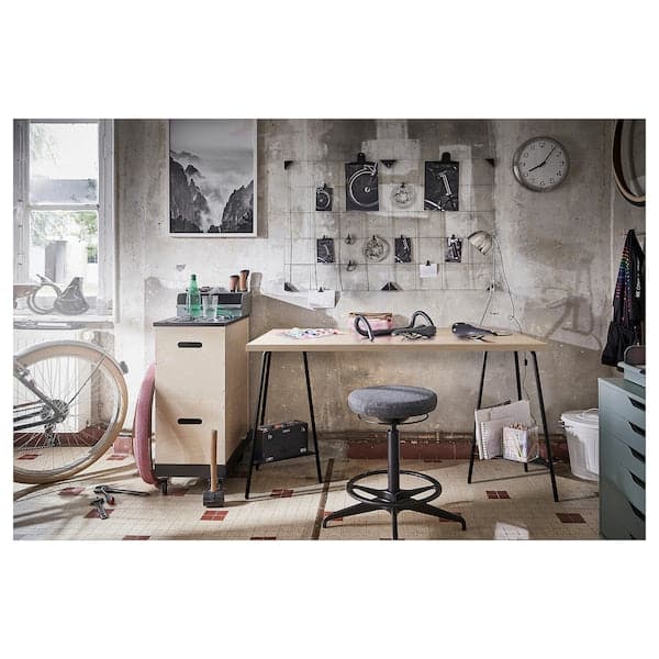 LAGKAPTEN / TILLSLAG - Desk, white stained oak effect black, 140x60 cm - best price from Maltashopper.com 99417311