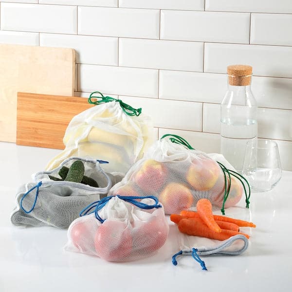 LAKAMARK - Set of 5 shopping/vegetable bags, off-white/various sizes , - best price from Maltashopper.com 20520392