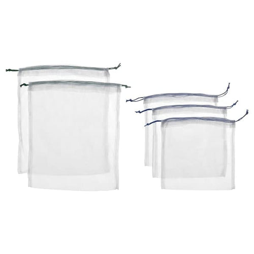 LAKAMARK - Set of 5 shopping/vegetable bags, off-white/various sizes ,