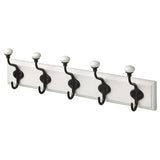 LANDKRABBA rack with 5 hooks, white, 50 cm
