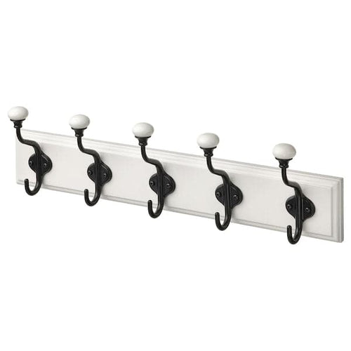 LANDKRABBA - Rack with 5 hooks, white, 50 cm