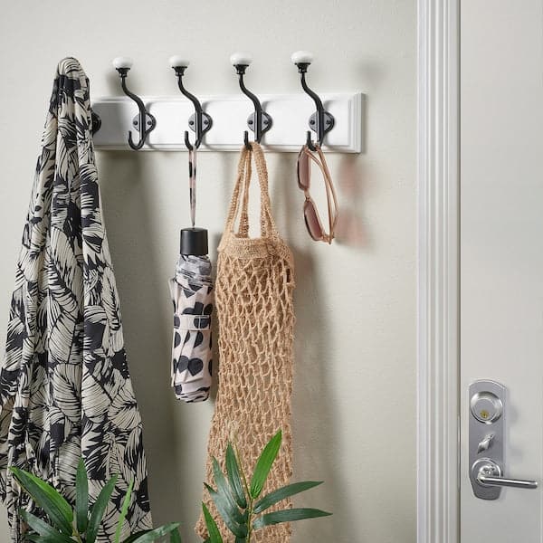 LANDKRABBA - Rack with 5 hooks, white, 50 cm - best price from Maltashopper.com 60531893