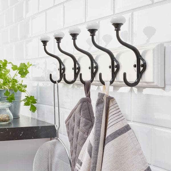 Ikea LANDKRABBA - Rack with 5 hooks, white, 50 cm