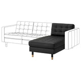 LANDSKRONA chaise longue, add-on unit, Grann/Bomstad black/wood, 78x78x158 cm