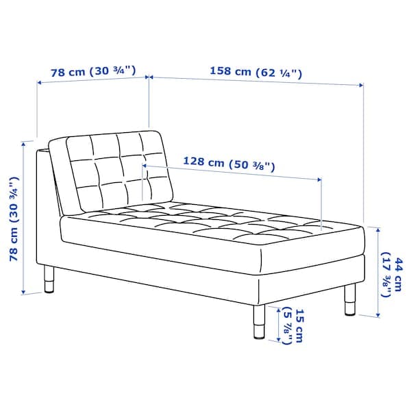 LANDSKRONA Chiase-longue, additional element - Grann/Bomstad black/metal , - best price from Maltashopper.com 19124034