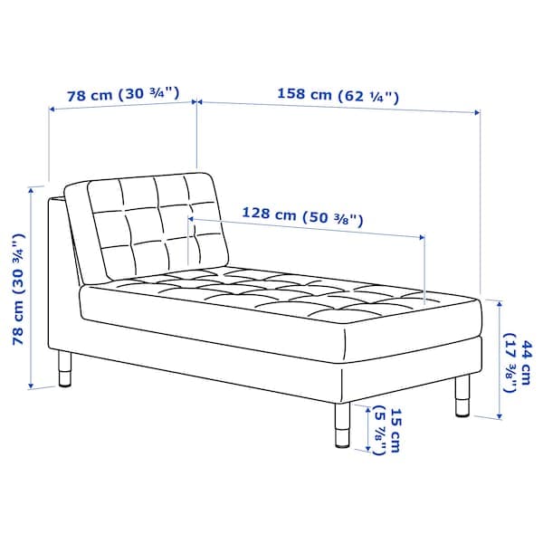 Ikea LANDSKRONA Chiase-longue, supplem element. - Gunnared dark grey/wood ,