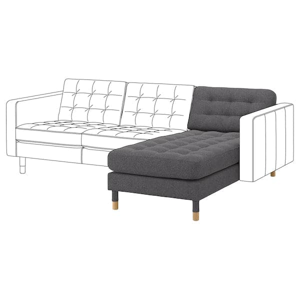 Ikea LANDSKRONA Chiase-longue, supplem element. - Gunnared dark grey/wood ,