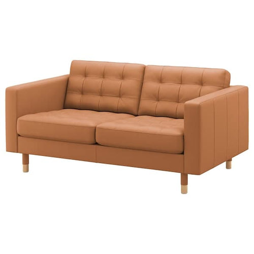 LANDSKRONA 2-seater sofa - Grann/Bomstad brown ochre/wood ,