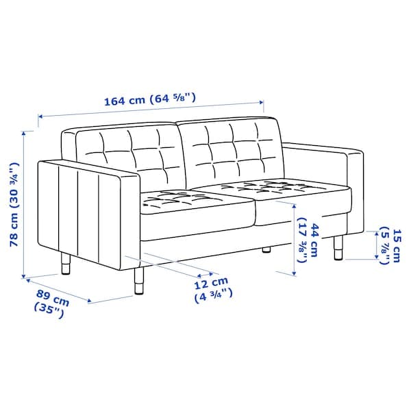 Ikea LANDSKRONA 2-seater sofa - Gunnared dark grey/wood ,