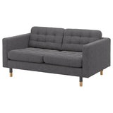 LANDSKRONA 2-seat sofa, Gunnared dark grey/wood, 164x78x89 cm