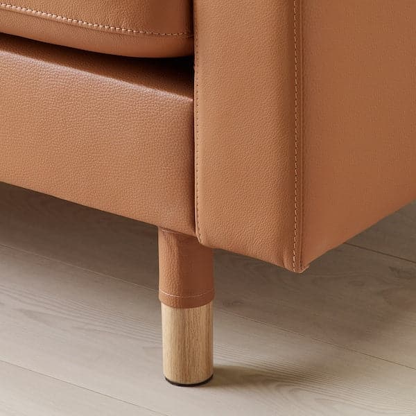 LANDSKRONA 3-seater sofa - with chaise-longue/Grann/Bomstad brown ochre/wood , - best price from Maltashopper.com 89272648
