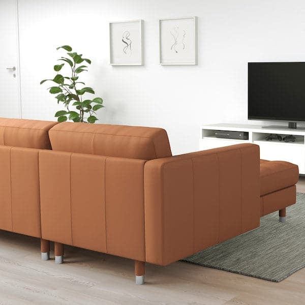 Ikea LANDSKRONA 3-seater sofa - with chaise-longue/Grann/Bomstad brown/metal ochre ,