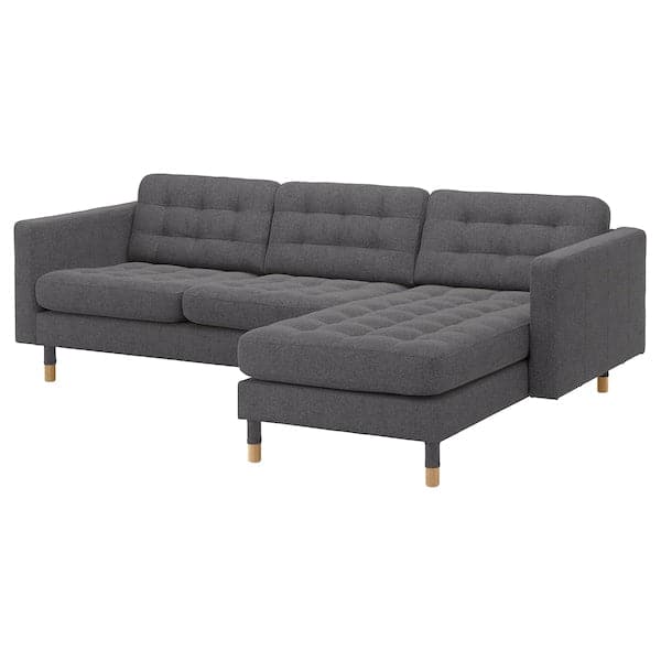 Ikea LANDSKRONA 3-seater sofa - with chaise-longue/Gunnared dark grey/wood ,
