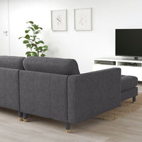 LANDSKRONA 3-seater sofa - with chaise-longue/Gunnared dark grey/wood , - best price from Maltashopper.com 09272666