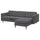LANDSKRONA 3-seat sofa, with chaise longue/Gunnared dark grey/metal, 12x15x89 cm