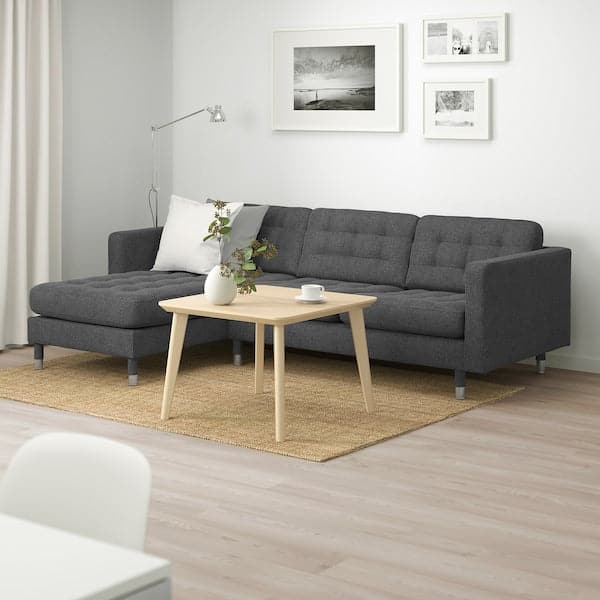 Ikea LANDSKRONA 3-seater sofa - with chaise-longue/Gunnared dark grey/metal ,
