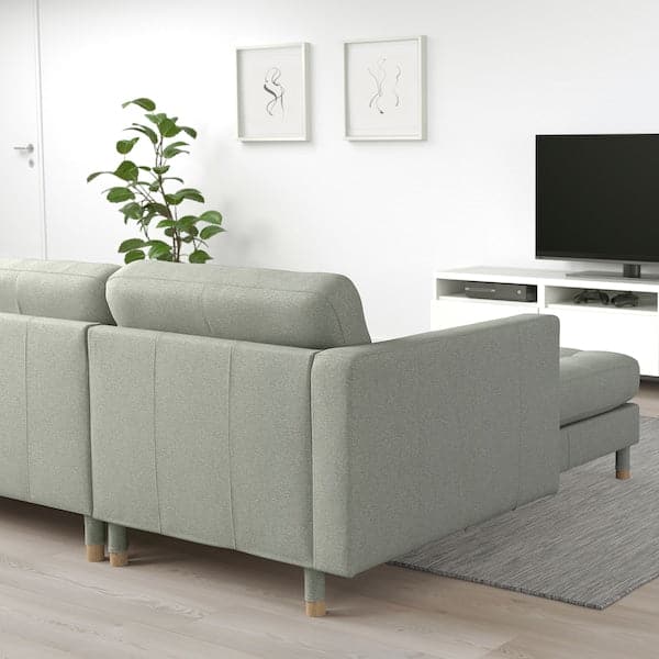Ikea LANDSKRONA 3-seater sofa - with chaise-longue/Gunnared light green/wood ,