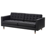 LANDSKRONA three-seat sofa, Grann/Bomstad black/wood, 204x78x89 cm