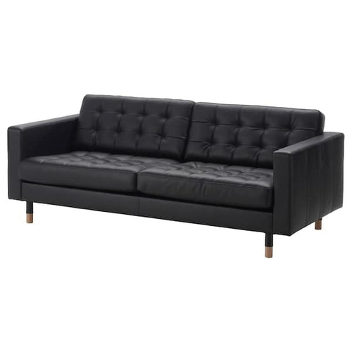 LANDSKRONA 3-seater sofa - Grann/Bomstad black/wood ,