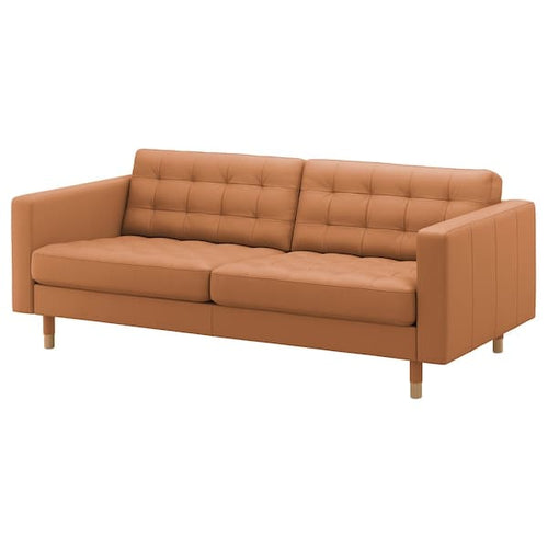 LANDSKRONA 3-seater sofa - Grann/Bomstad brown ochre/wood ,